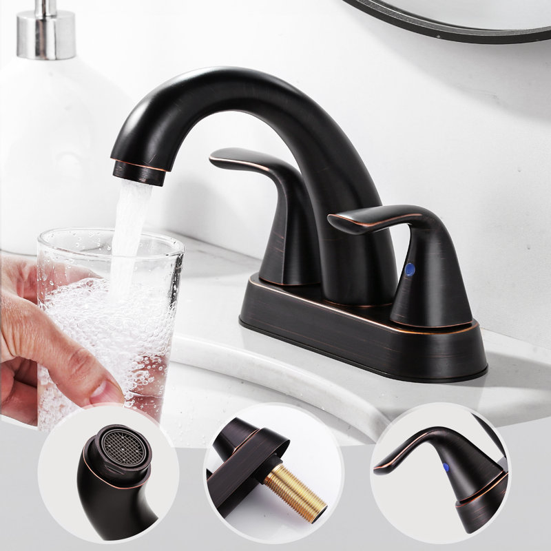 Oil Rubbed Bronze Double Handle High Arc Bathroom Faucet