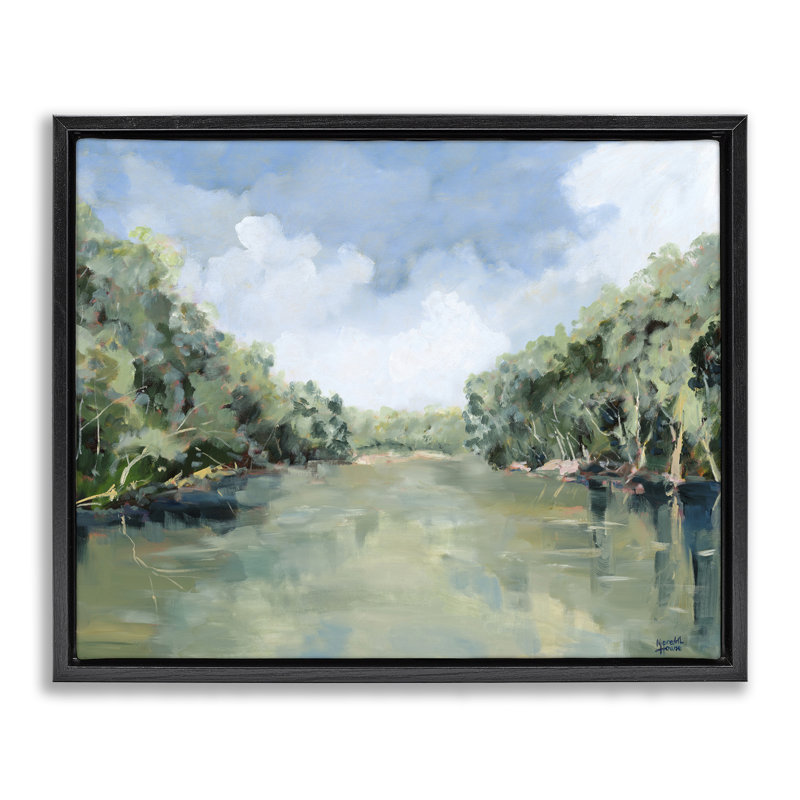 Cadre flottant Serene Reflection Nature, design par Meredith Howse, Cadre flottant noir de jais, H 17 po x l 21 po