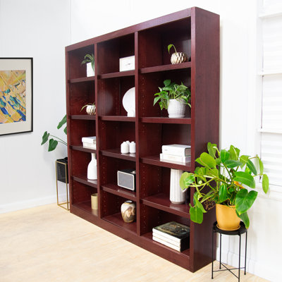 Flannagan Triple Wide Wood Bookcase, 15 Bookshelf, 72 inch Tall Storage and Display Bookshelf for Home Office and Living Room