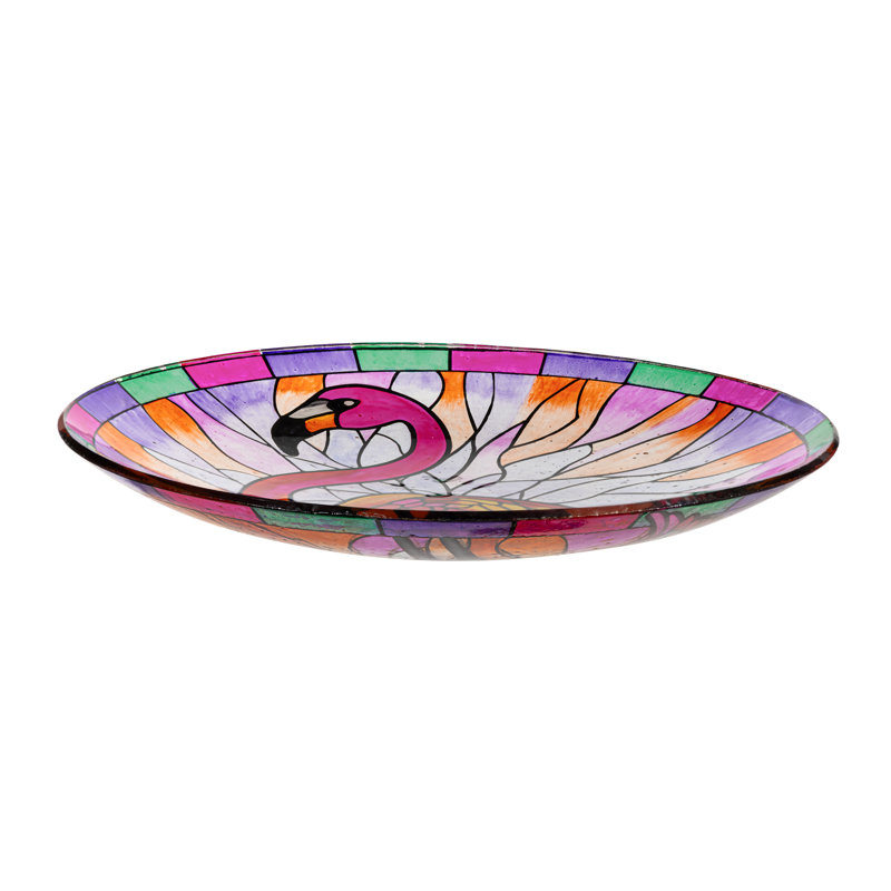 Bain d'oiseaux en vitrail, 18 po