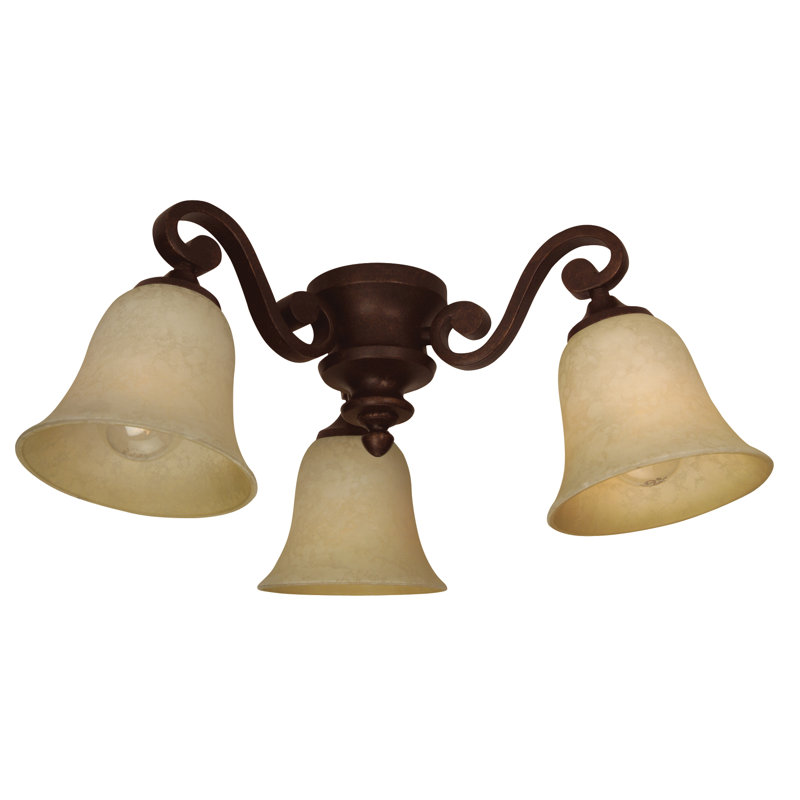 Ensemble d’éclairage ramifié à ventilateur de plafond universel 3 lumières, Nickel antique, Scavo antique