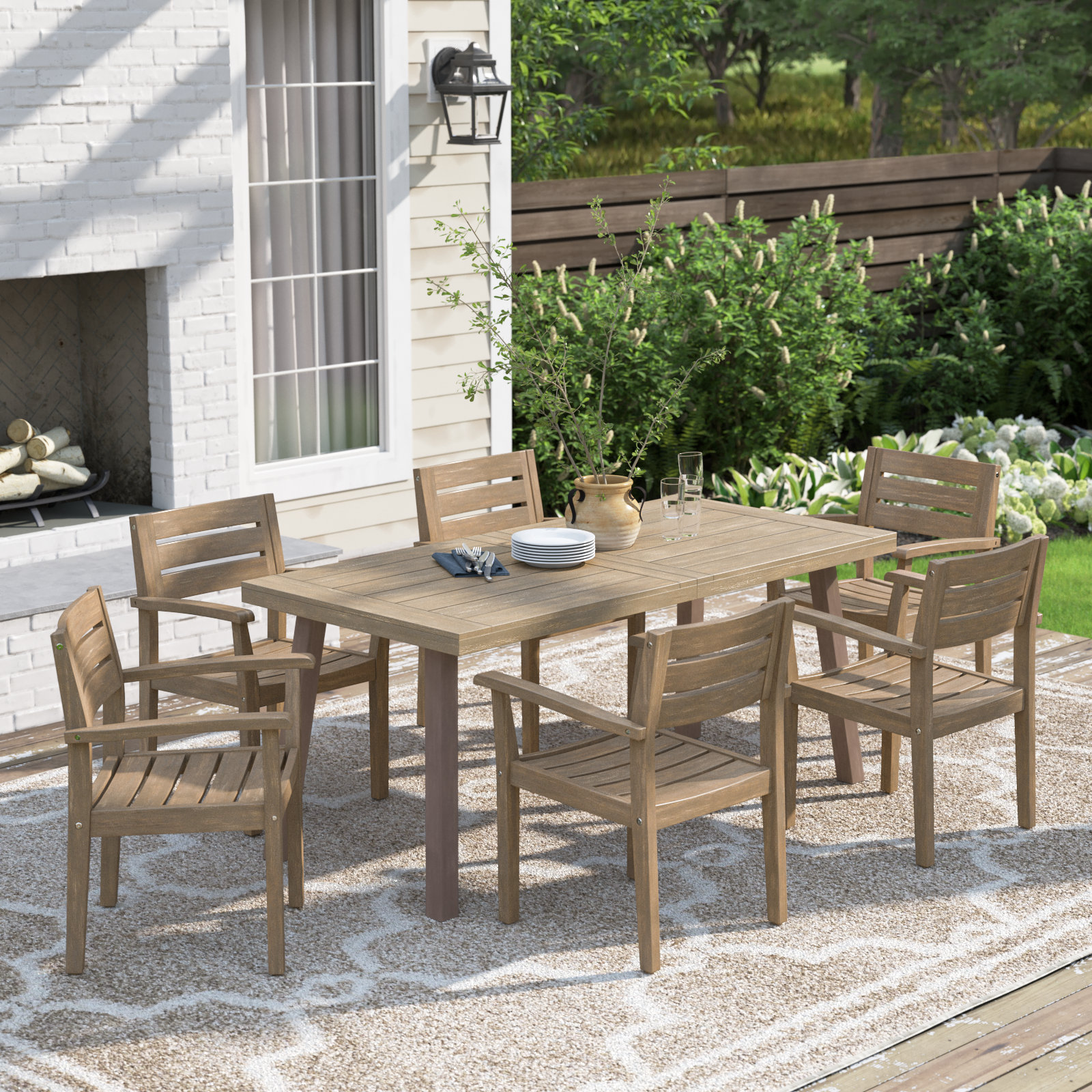 Laurel Foundry Modern Farmhouse Kacey 6 Person Rectangular Outdoor