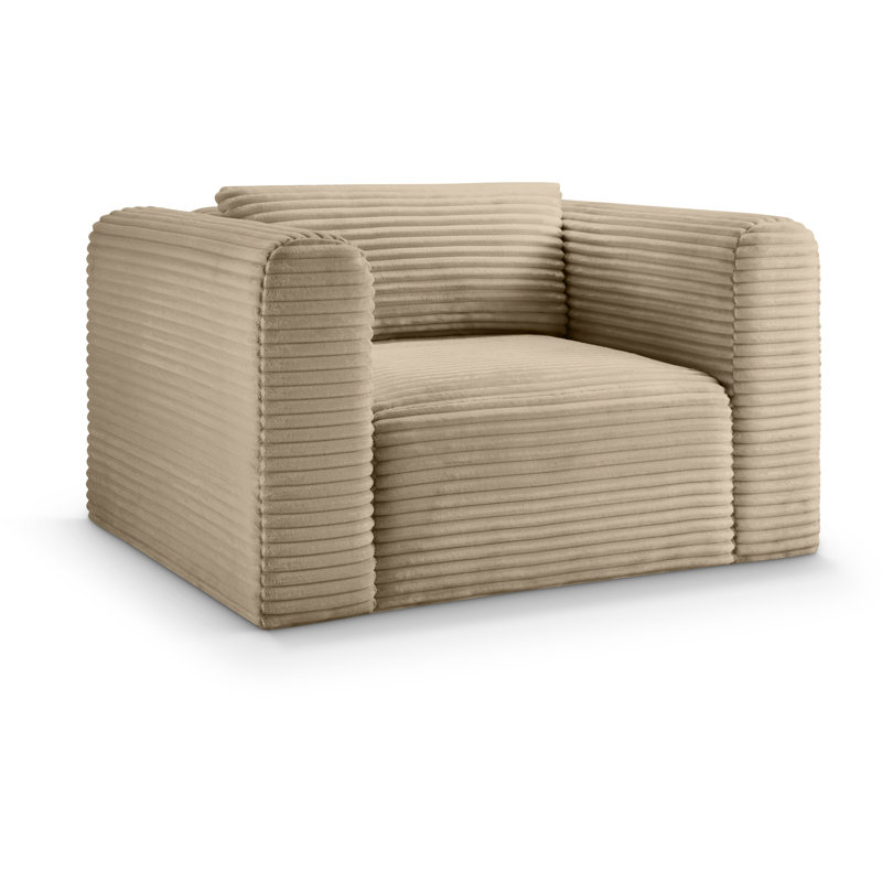 Fauteuil Carmean, Tissu velours côtelé taupe