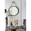 Miroir rond suspendu avec cadre noir et sangle de corde, décor industriel contemporain pour salle de bain, chambre à coucher ou espace de vie