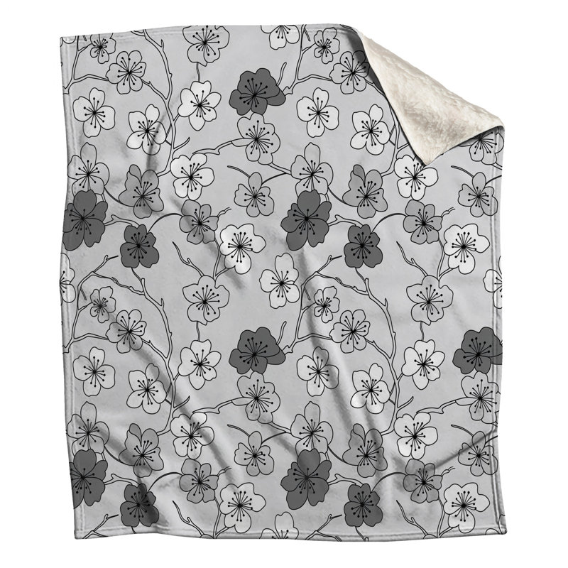 Couvertures à motifs de fleurs de cerisier, L 50 po x H 60 po