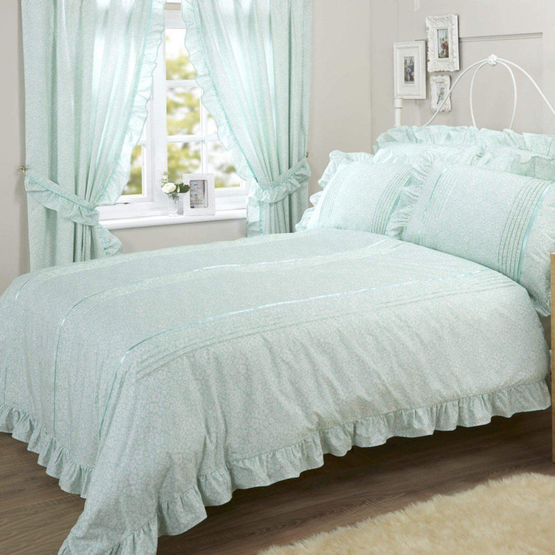 Simkins Cotton Blend Floral Duvet Cover Set with Pillowcases, Mint, Super King - 2 Standard Pillowcases