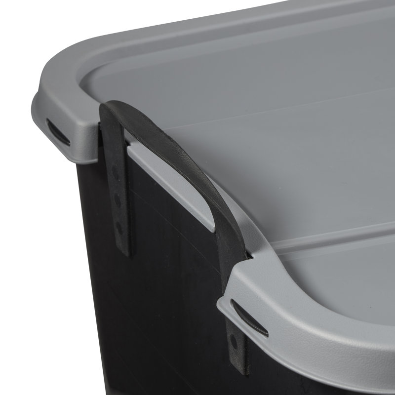 Life Story 55 Quart Black Stackable Lidded Storage Bins, Set of 6