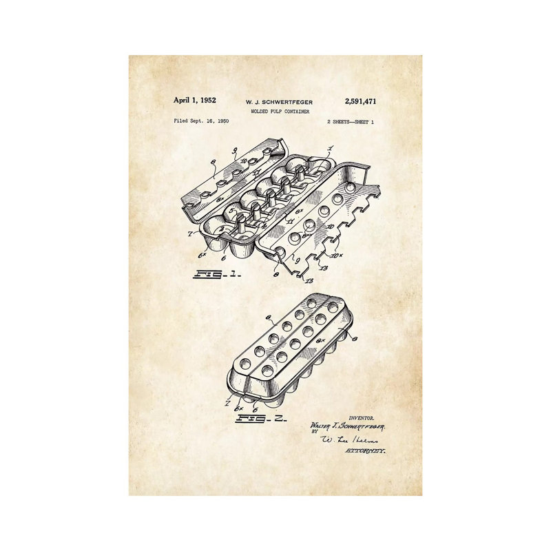 «Chicken Egg Carton» par breveté sur toile tendue, H 26 po x l 18 po x 1,5 po