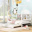 Lit double en bois avec lit gigogne et tablette pour lit scintillant blanc-885704433