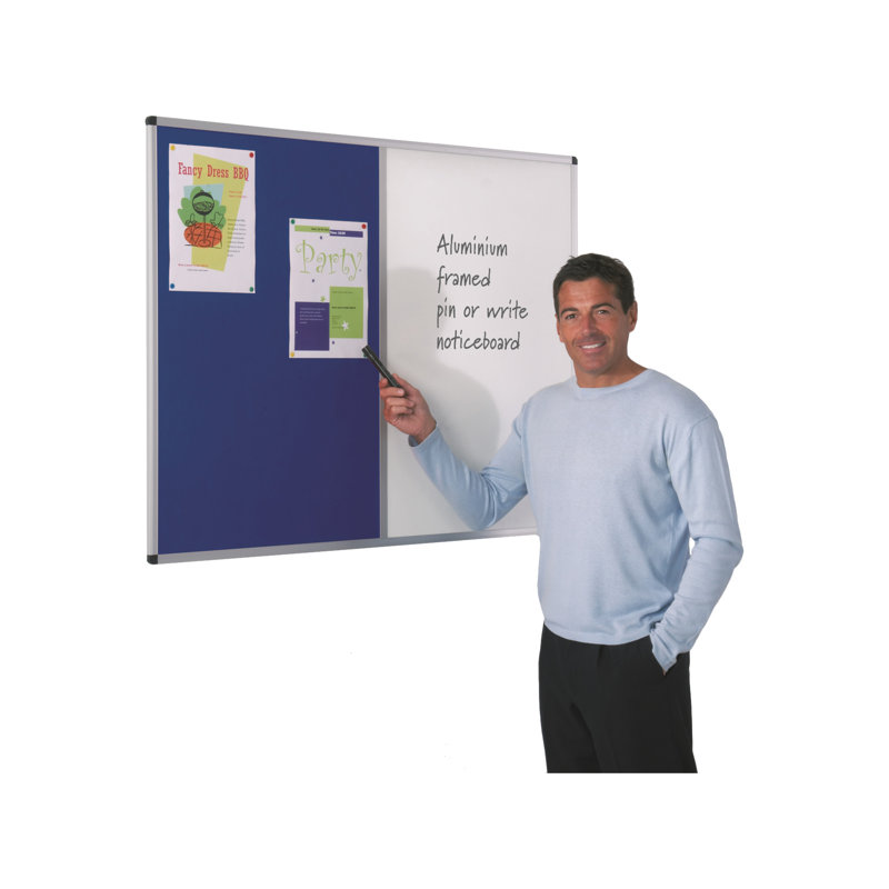 Wall Mounted Combination Board, Blue, 120 cm H x 180 cm W