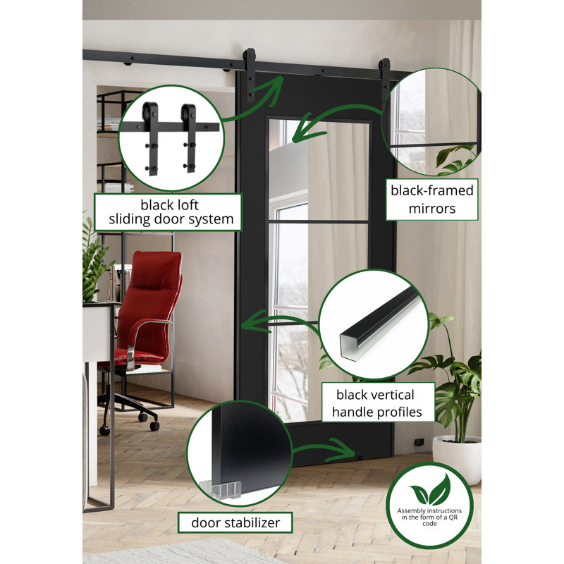 Ketterer Barn Door, 86cm x 205cm, Black, 1