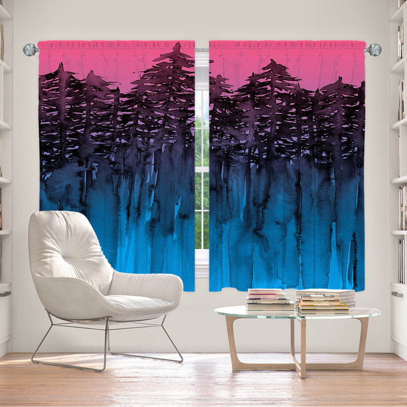 Room Darkening Curtain Pair, 56" W x 78" L, Pink/Blue