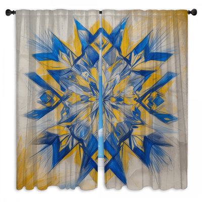 Rideaux kaléidoscope bleus transparents Mandala et obscurcissant - 2 panneaux