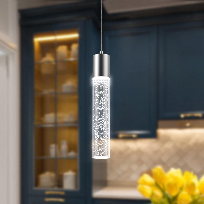Luminaire suspendu cylindrique à DEL, 3, Nickel brossé
