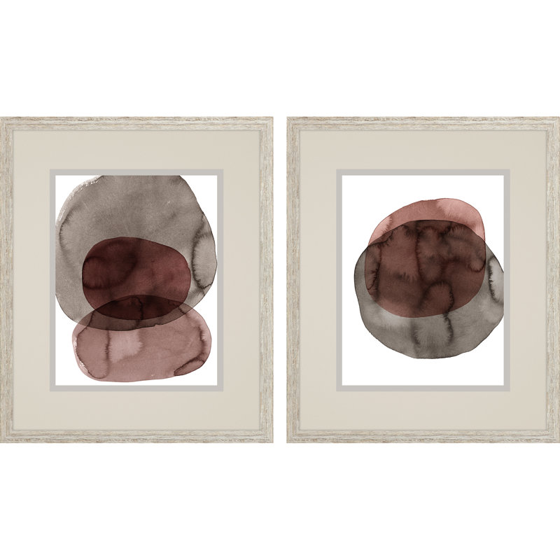 HomeRoots "Ensemble de deux croquis organiques I, reproduction d'art encadrée blanche", 2 pièces