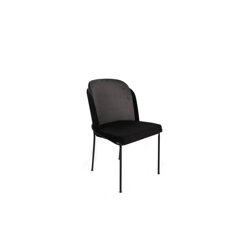 Chaise Parsons rembourrée et revêtue de velours, 4, Gris, Black