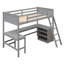 Lit mezzanine simple en bois avec bureau et tablettes de rangement - Lit mezzanine peu encombrant, gris