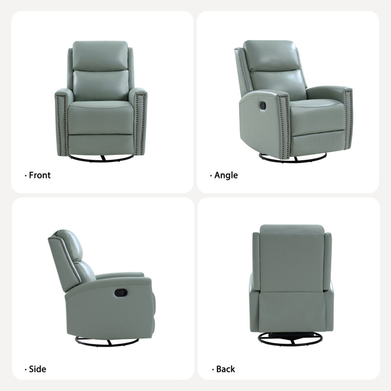 Ramus 30.31'' Wide Genuine Leather Swivel Rocker Recliner Set of 2, Sage