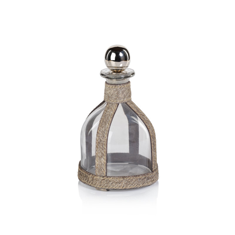 Shivraj Hair-On-Hide Leather Decanter with Stopper