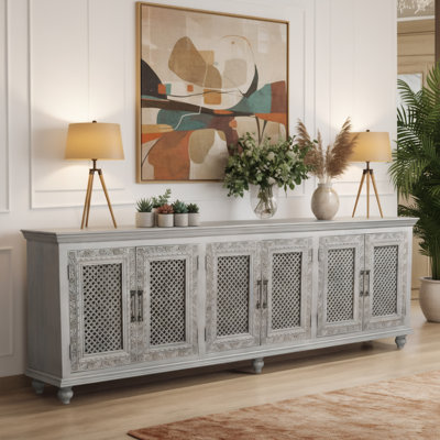 6-door Carved Solid Wood Sideboard