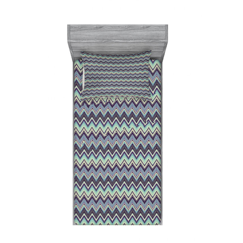 Microfiber Chevron Sheet Set, Twin XL Sheet Set with Fitted Sheet