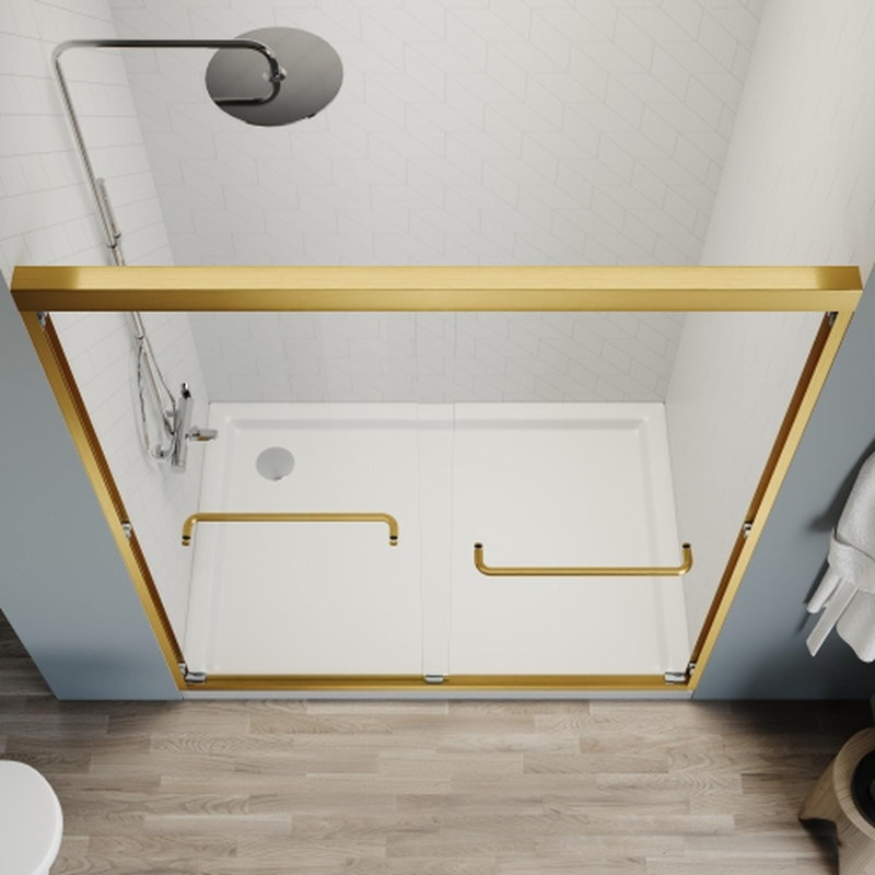 50"-54"W x 72" H Sliding Shower Glass Door, Brushed Gold