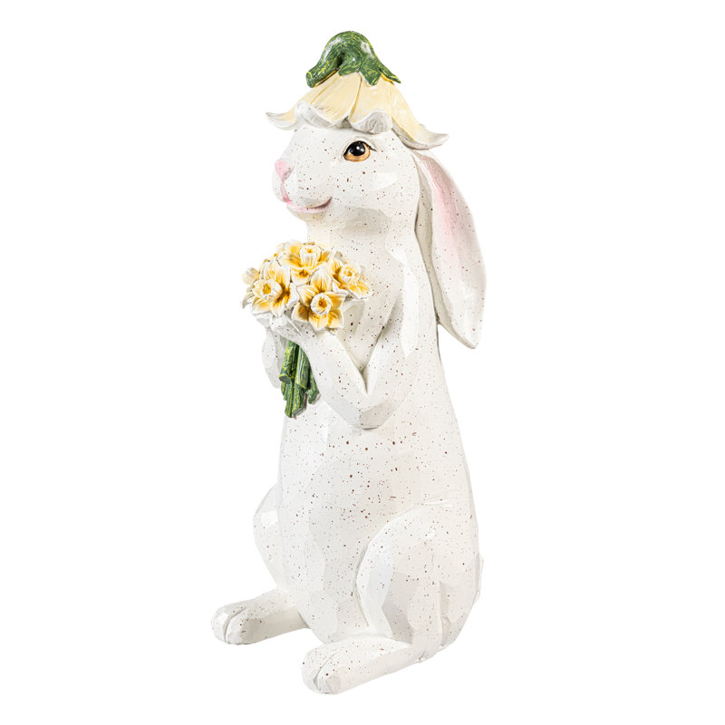 Statue de jardin en résine Blossom Bunny, 14,5 po