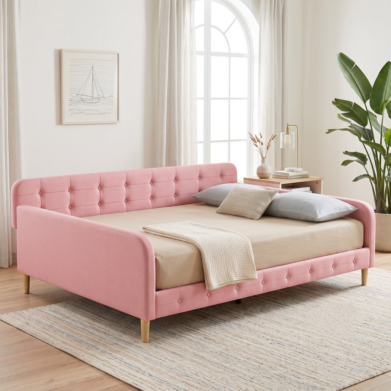 Upholstered Daybed, Pink, Queen