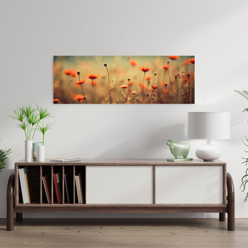 «Whispering Poppies Delicate Dreamy Elegant Poppy Nature Spring», art mural, H 12 po x l 36 po
