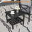 Durable Square Black Metal Outdoor Side Table, 2-Tier Design For All-Weather Use And Enhanced Storage-959849495