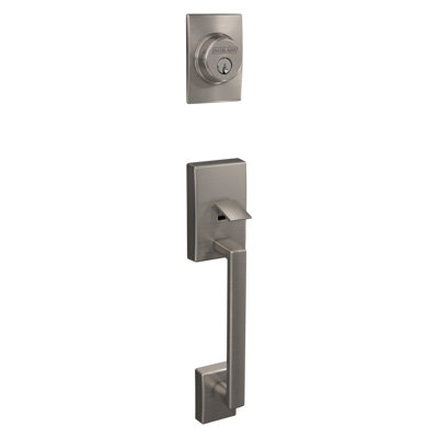 Century Handleset with Single Cylinder Deadbolt and Latitude Door Lever and Rosette
