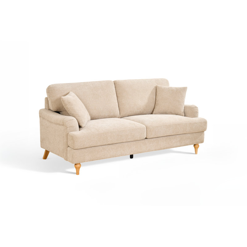 Elmeta 3 Seater Chenille Sofa, Beige Chenille