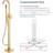 AlenArtWater Freestanding Bathtub Faucet Brushed Gold Floor Mount Waterfall Tub Filler High Flow with Hand Shower Solid Brass 360 Degree Swivel Standing Mixer Taps for Bathroom
