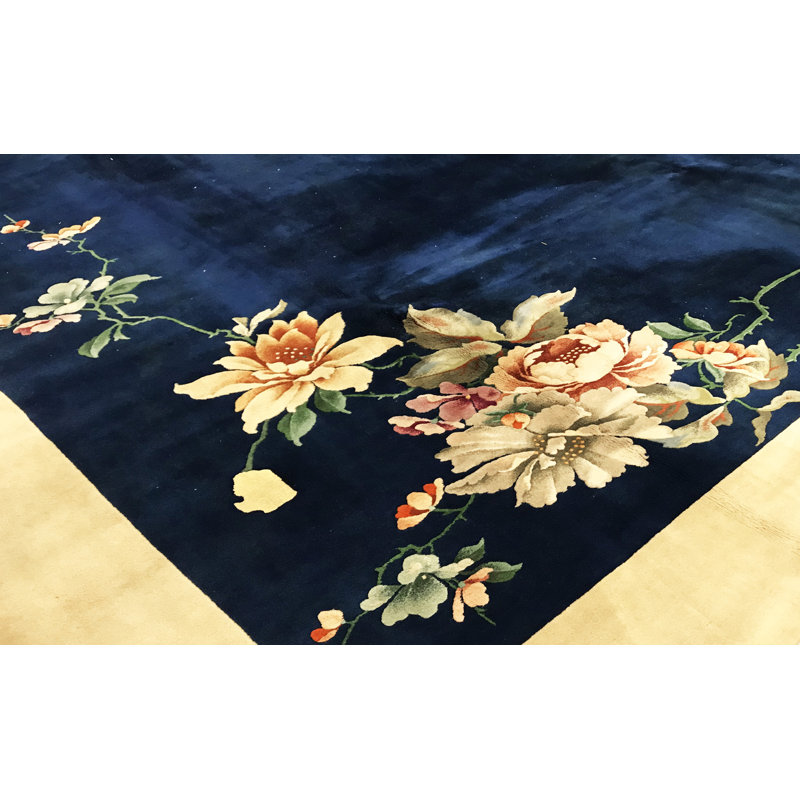 Art Deco Wool Floral Area Rug