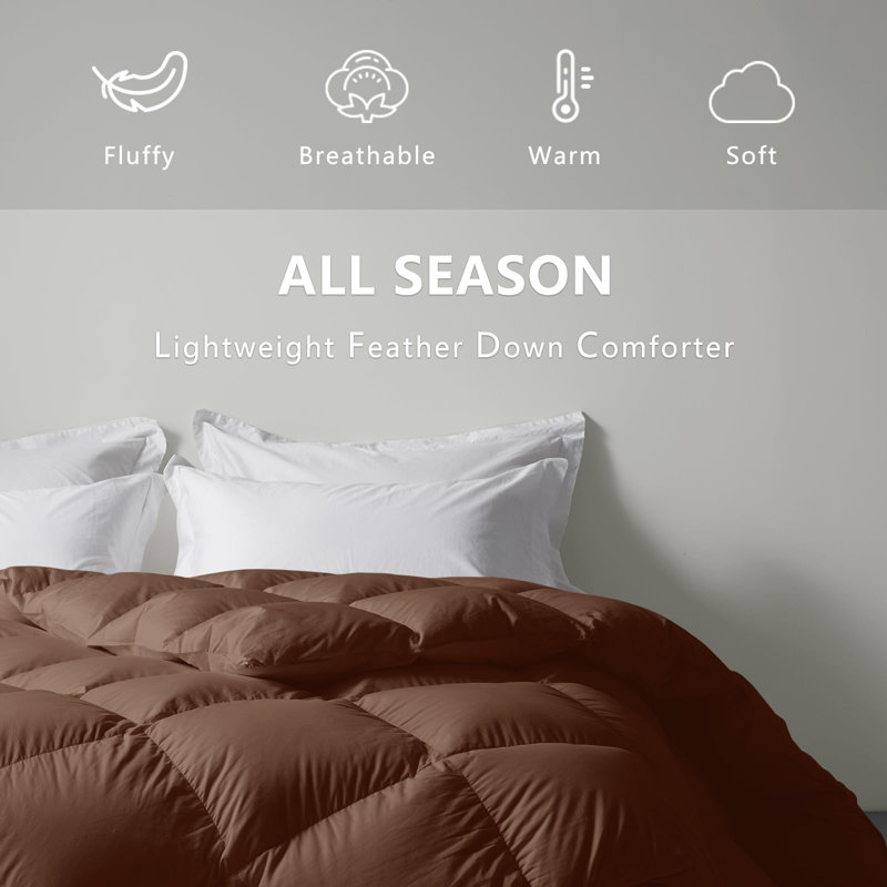 King Size Brown Cotton-Blend Down Comforter