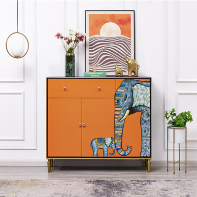 Light Luxury Orange Painted Accent Cabinet