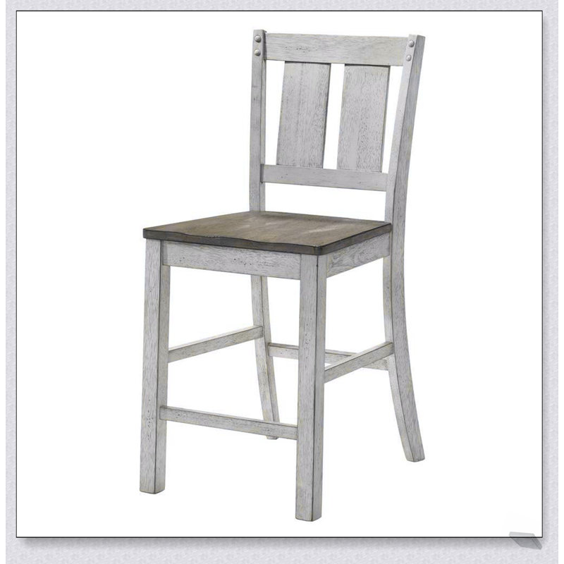 Ensemble de chaises de salle à manger à hauteur de comptoir en bois massif à finition comptoir blanc antique pour plus de confort et de style