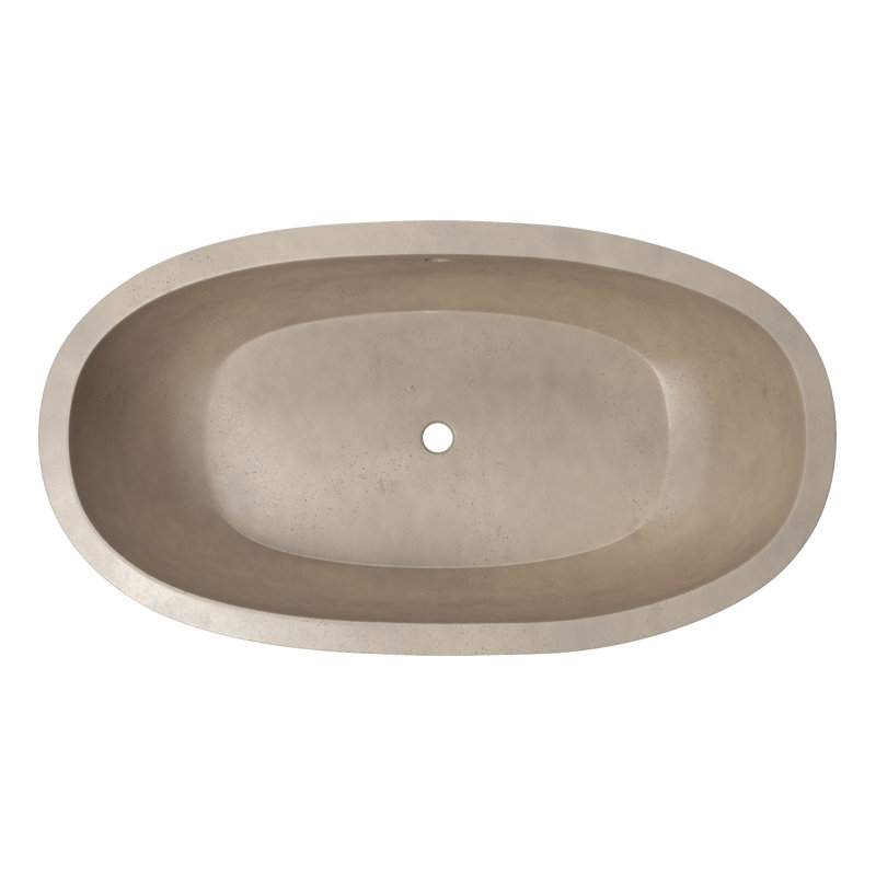 Avalon NativeStone Freestanding Soaking Cement Bathtub, Sand, 22" H x 36" W x 66" L