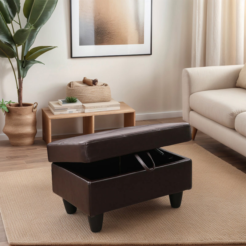 Repose-pieds en cuir Sharinda, Brun