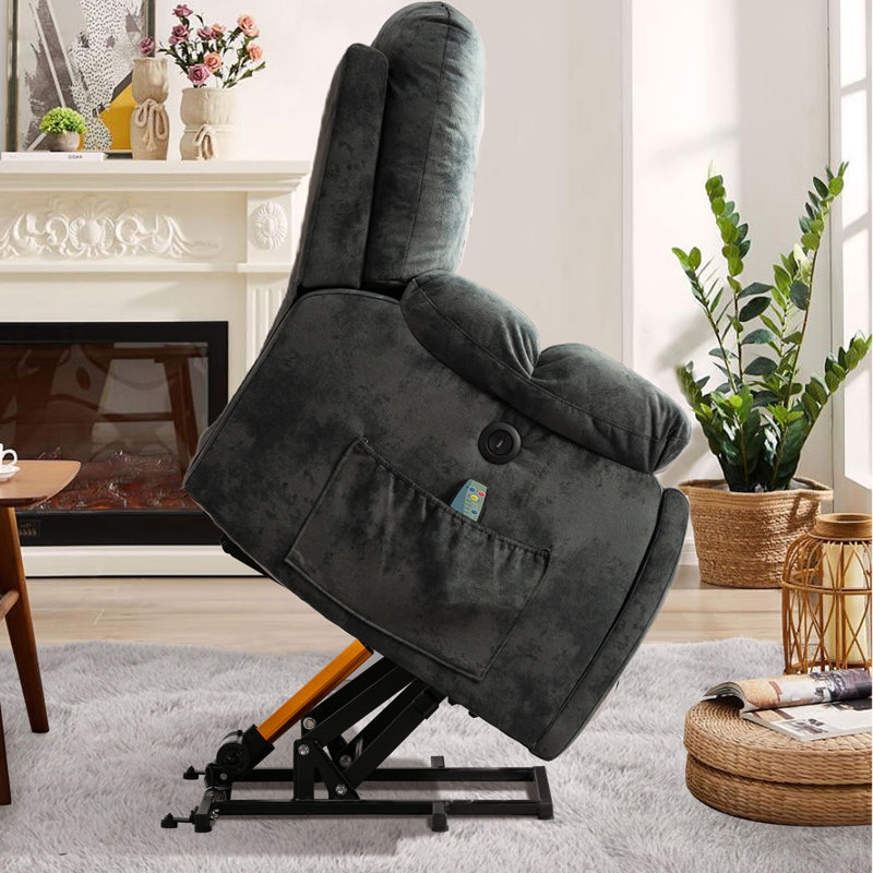 Super Soft and Oversize Power Lift Assist Recliner Chair Power Reclining Heated Massage Chair, Gray Microfiber/Microsuede