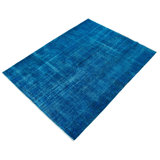 Tapis bleu en laine noué à la main de conception unique 2000S 7 pi 1 po x 9 pi 1 po Olfe