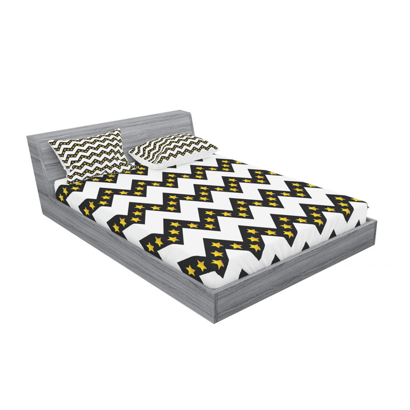 Microfiber Chevron Sheet Set, Queen Sheet Set with Fitted Sheet