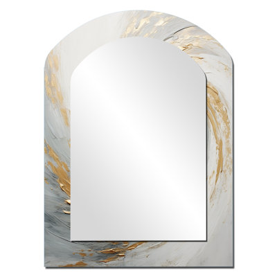 Vortex doré doux et doré Vortex IV - miroir décoratif en spirale abstraite, miroir mural asymétrique moderne, impression d'art en métal