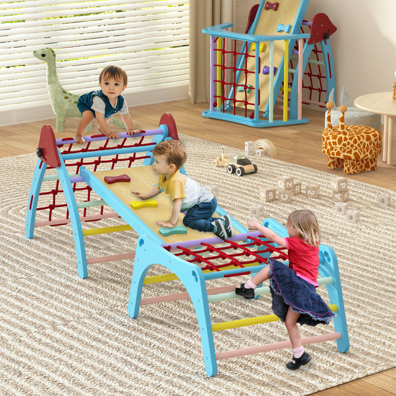 Ensemble d'escalade en bois 6 en 1 pliable Pikler 