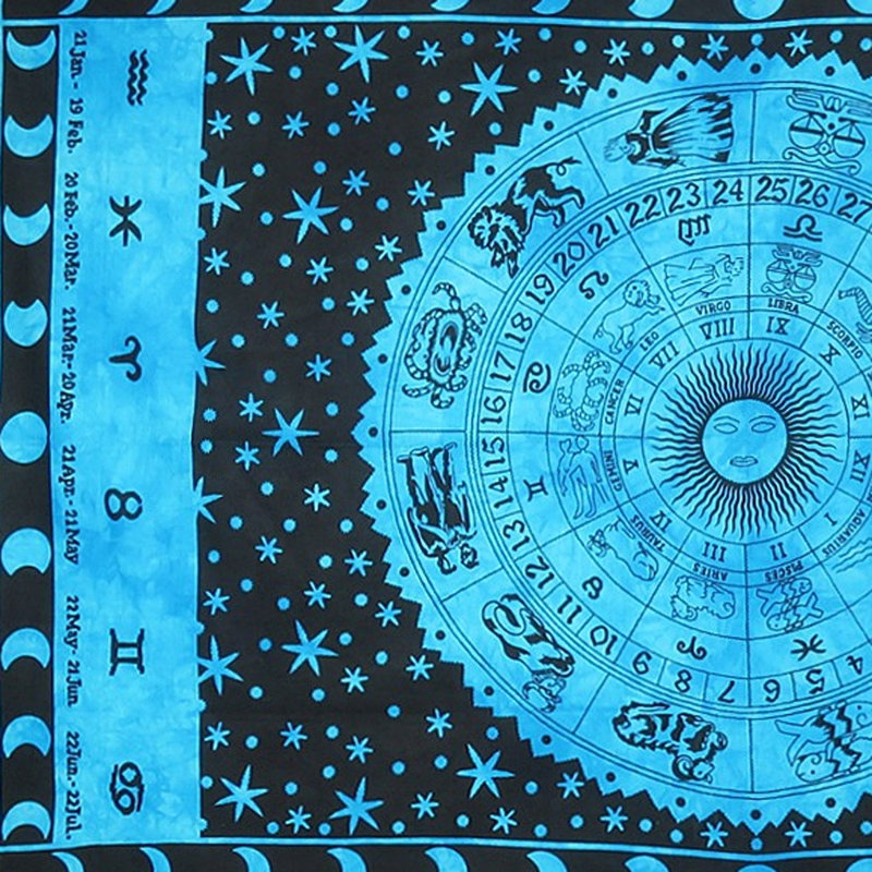Tapisserie 80 po x 56 po en coton noir et bleu