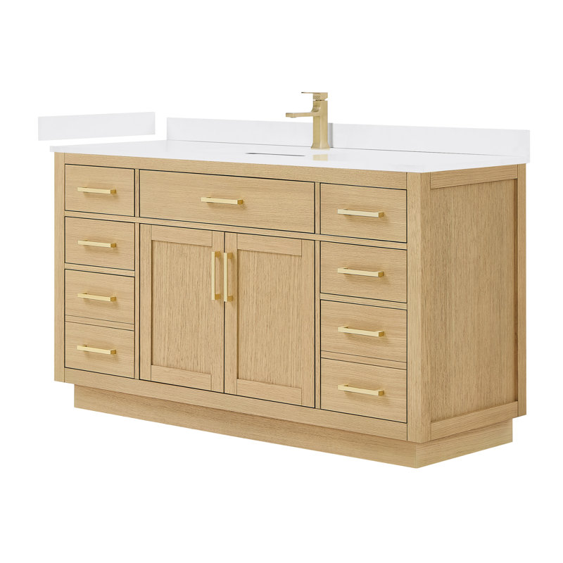Beckett TK 60'' Single Bathroom Vanity with Cultured Marble Top, Carrara Cultured Marble, Dark Blue, Matte Black