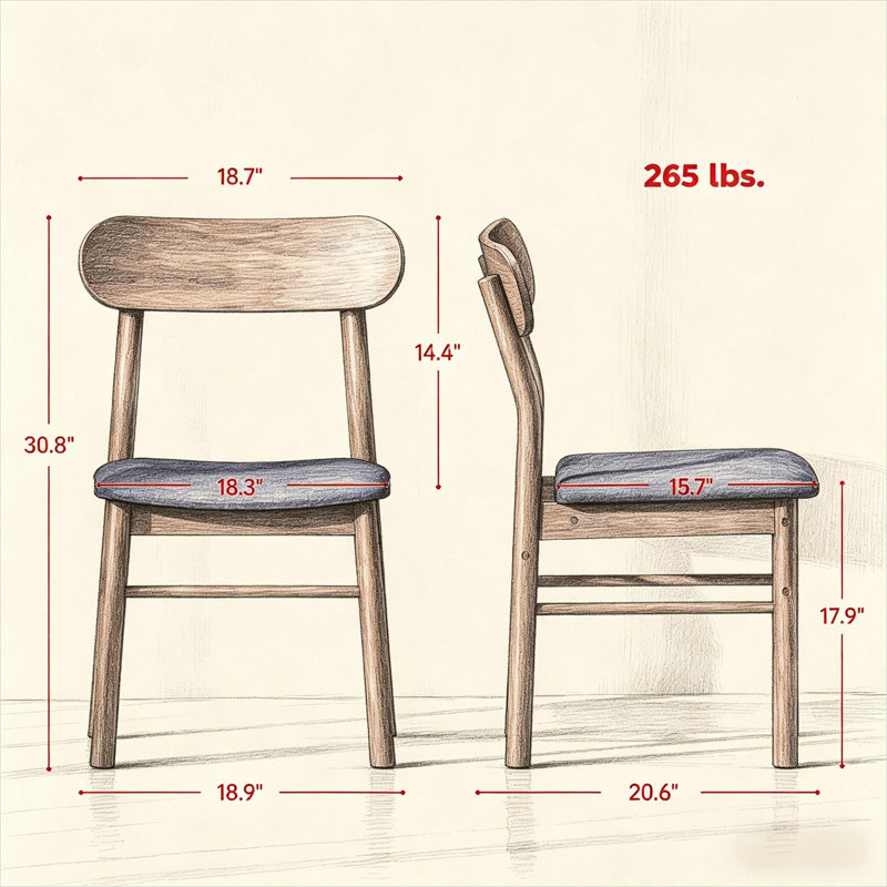 Table de salle à manger avec revêtement en lin gris et chêne foncé (100 % polyester), détails en bois massif et structure en bois d'hévéa.