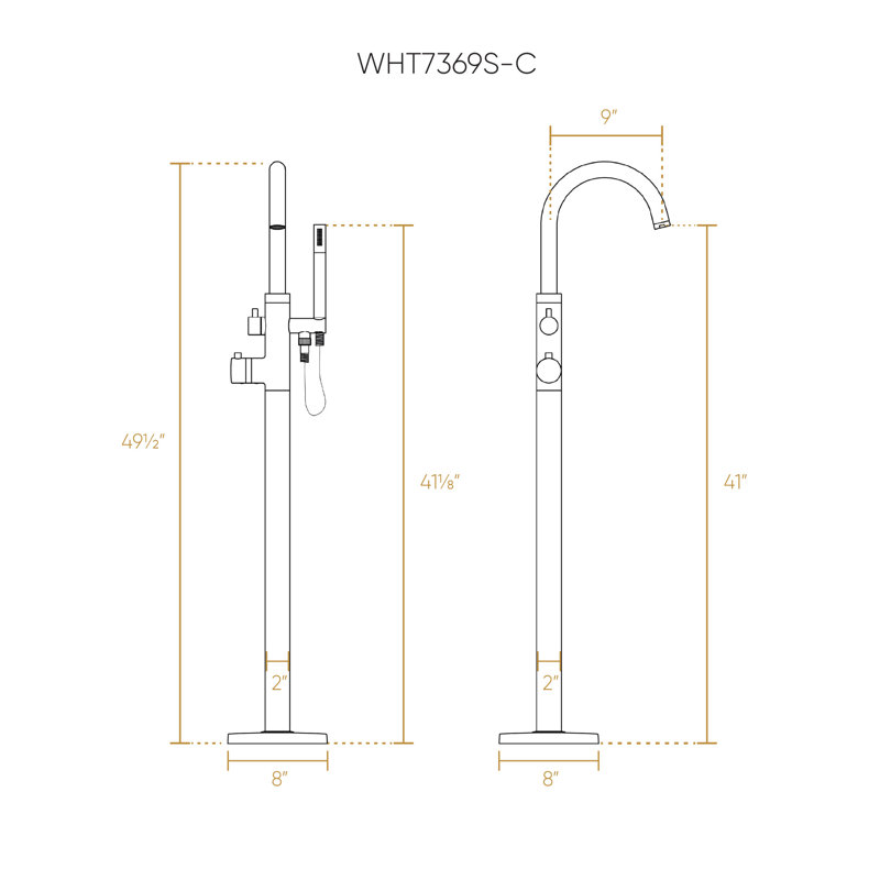 Chrome Freestanding Tub Filler with Handheld Shower