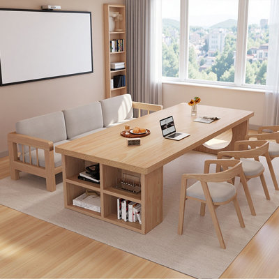 Rectangular Solid Wood Storage Conference Tables