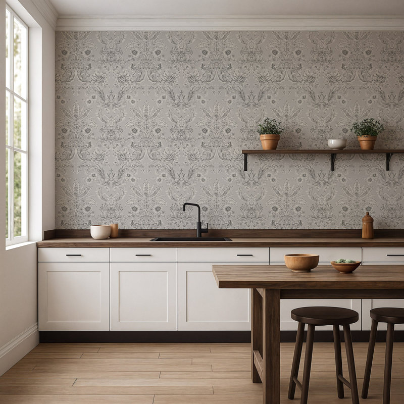 Parlor Paper - Silverprint Wallpaper, Gray